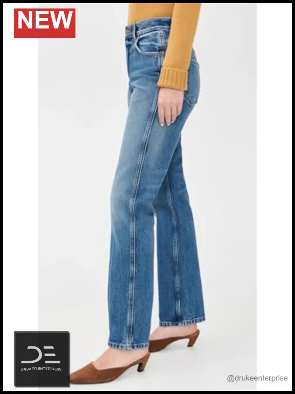 Women's High Rise Non-Stretch Denim Jeans 5-Pocket Button Zip Fly